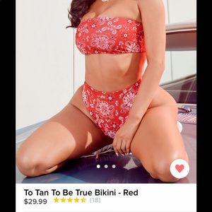 Red bandanna high waisted bikini. NEVER WORN.